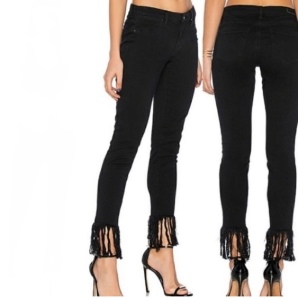 Blank NYC Fray Ankle Jeans NWT High Rise Raw Hem Black Denim